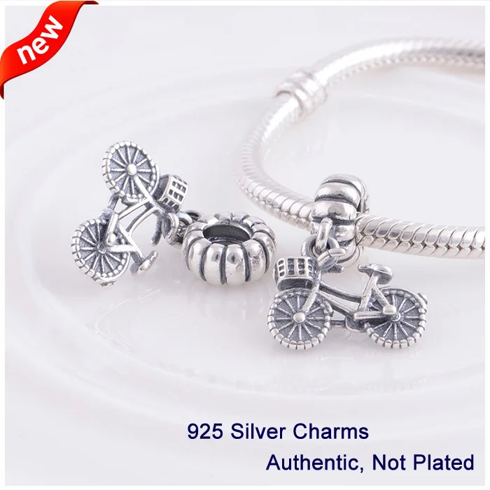 

L360 2014 Новый велосипед с корзиной и сердцем, подвесные Подвески, Аутентичные серебряные бусины 925 пробы, подходят для браслетов и ожерелий Pandora