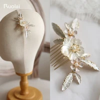 ruolai elegant crystal wedding hair comb pearls bridal headpiece wedding jewelry flower head wear wedding accessories hd18