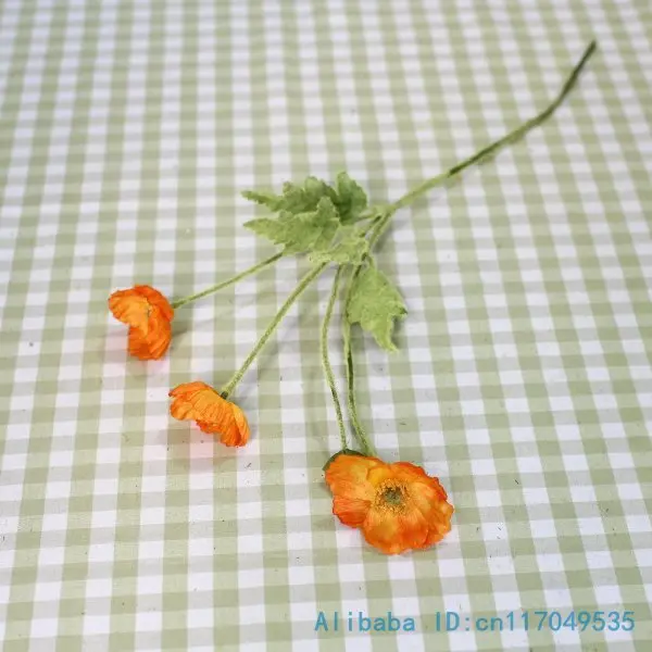 Orange 1 шт. Красивые Искусственные маковые шелковые цветы для дома Свадебные украшения подарок F263 - Цвет: Orange
