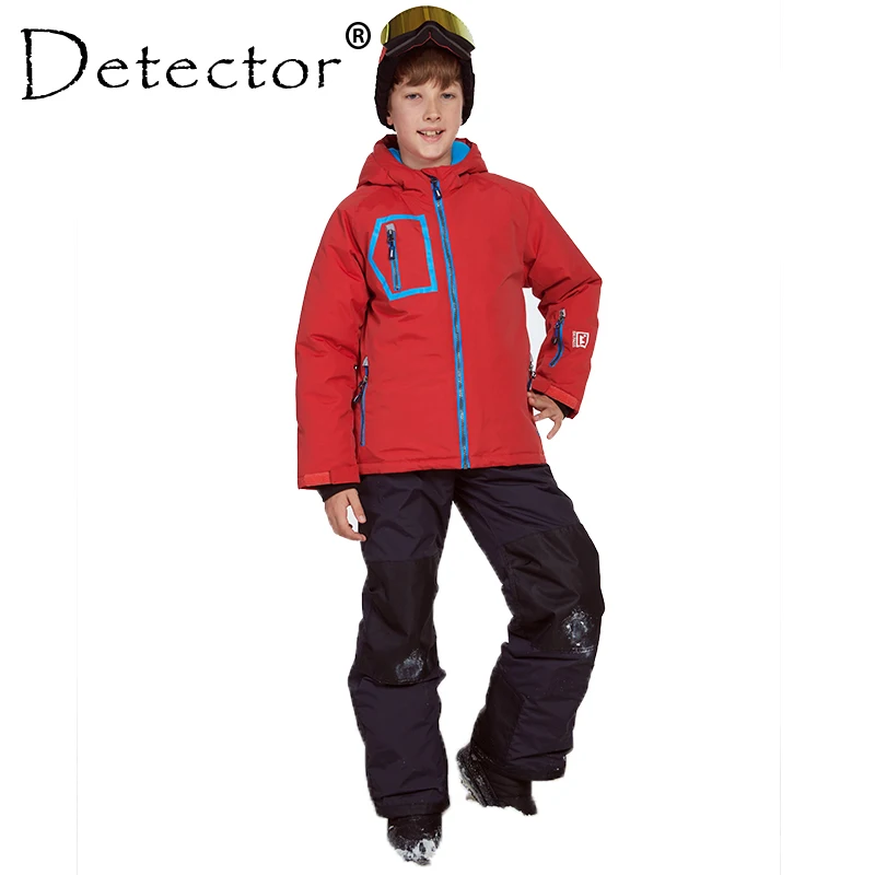 Detector Winter Jacket and Pants Ski Snowboard Suit Thicken Boys Clothing Outdoor Set Winter Twinset Suitable -20-30 degree