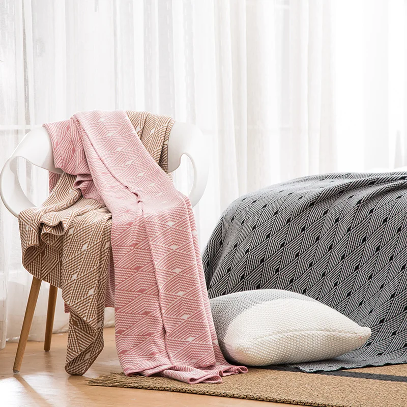 

Cotton Knitted Blanket Household Air Conditioning Blanket Office Napping Blanket Sofa Blanket