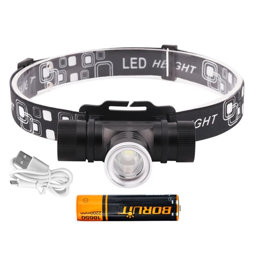 BORUiT налобный фонарь с зумом светодиодный 1000LM XML T6 3-режим фар Mirco USB зарядка налобный фонарь 18650 Перезаряжаемые PCB Батарея свет - Испускаемый цвет: B