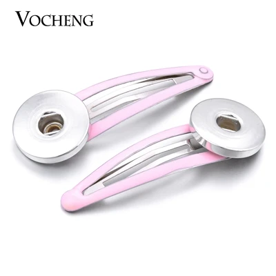 pink 10 шт./лот Vocheng женские украшения для волос 5 ярких цветов шпилька подходит 18 мм кнопки NN-397* 10 - Окраска металла: pink