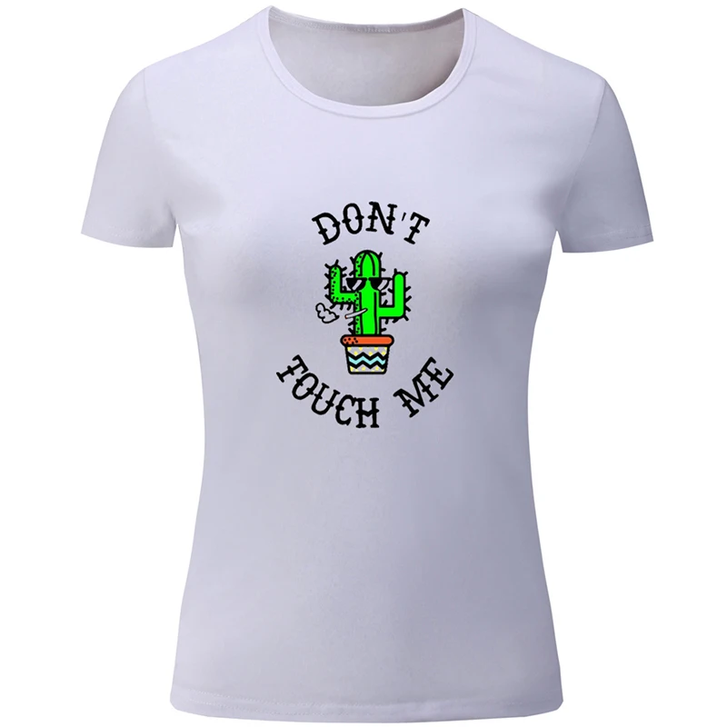 Женская футболка с короткими рукавами и принтом Don't Panic Touch Me Cool Cactus хлопковая