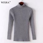 Женский свитер с высоким воротом Wixra, мягкий Однотонный свитер на осеньзимувесну