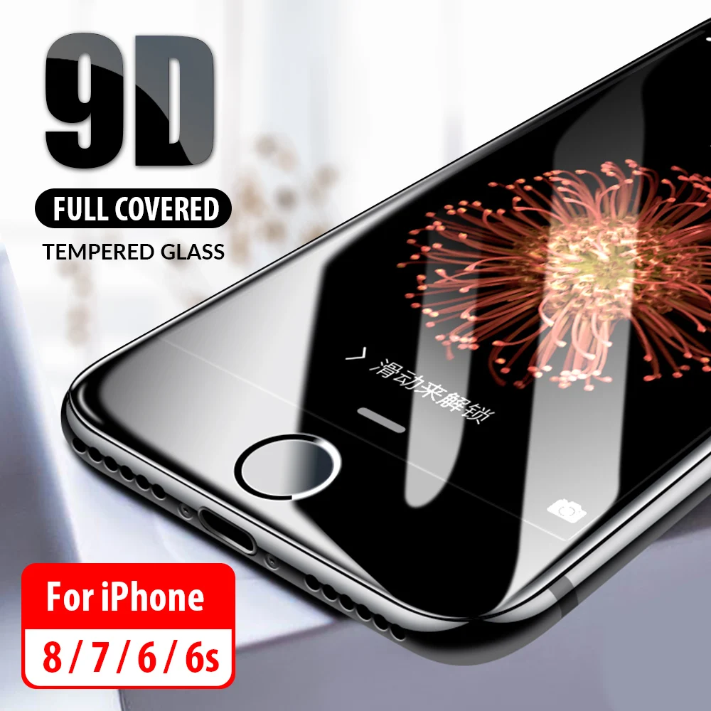 9D изогнутое закаленное стекло для iPhone 8 7 6 S Plus защита экрана полное покрытие краев