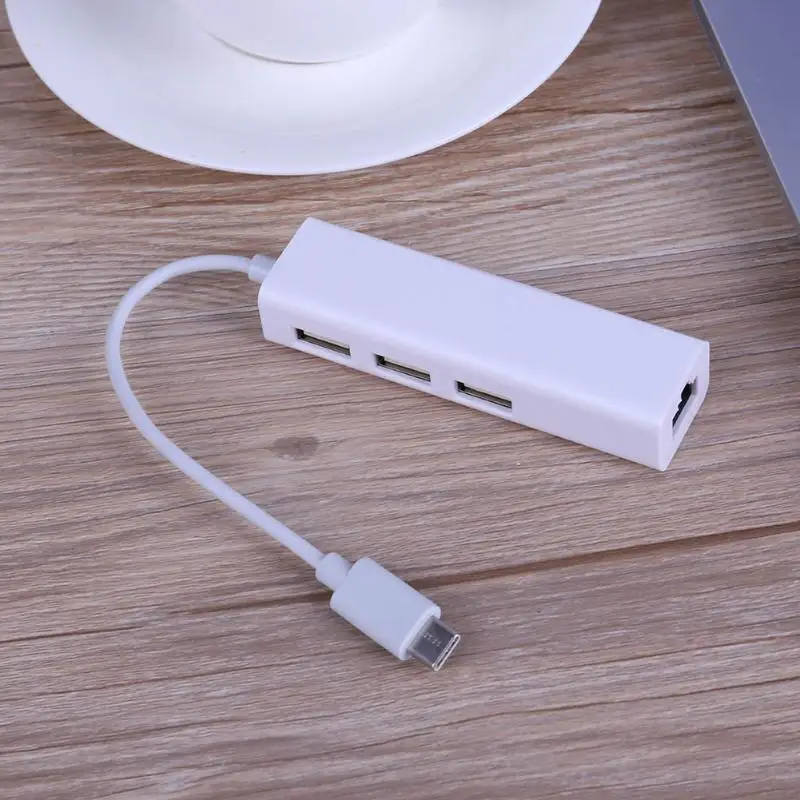 3 порта USB концентратор 0 Тип C для Ethernet LAN RJ45 адаптер Проводная сетевая карта
