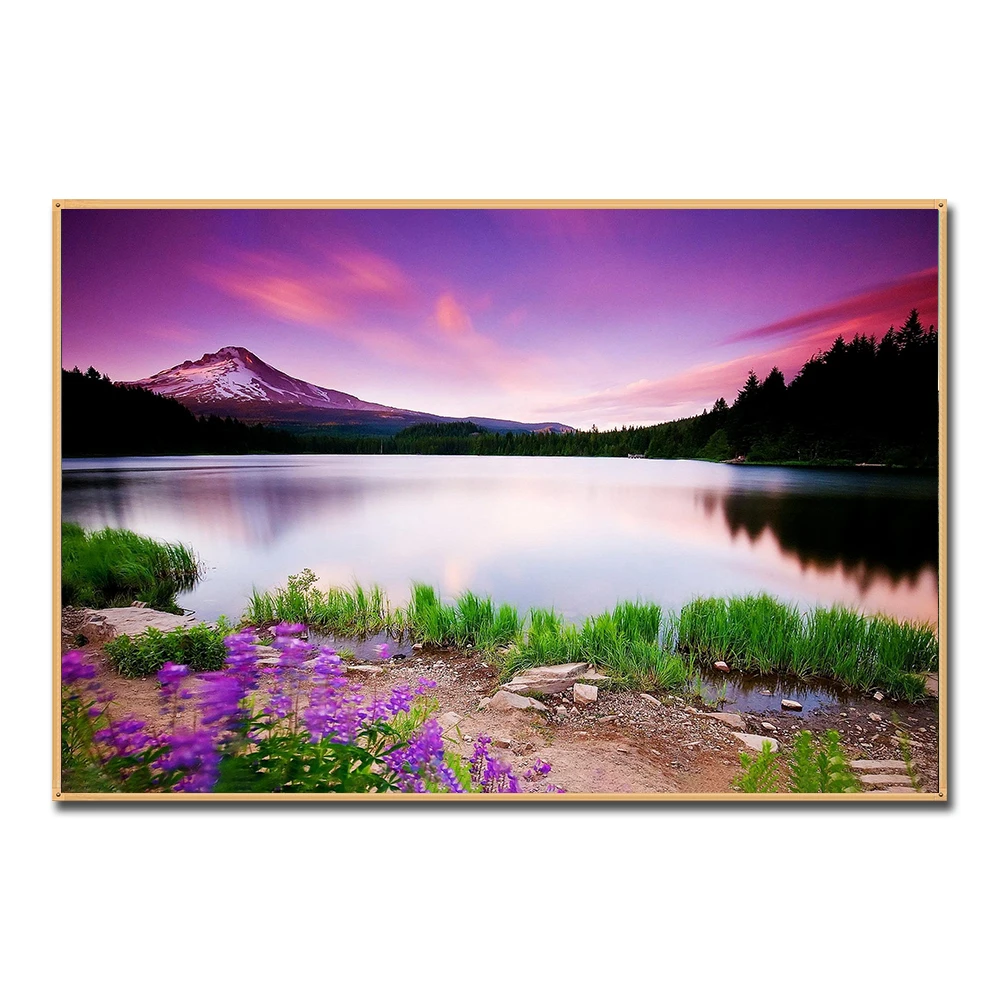 

Canvas Painting Mountain Lake Landscape Living Room Decoration Maison Beauty Poster Tree Lake Water Canvas Art Picture Cuadros