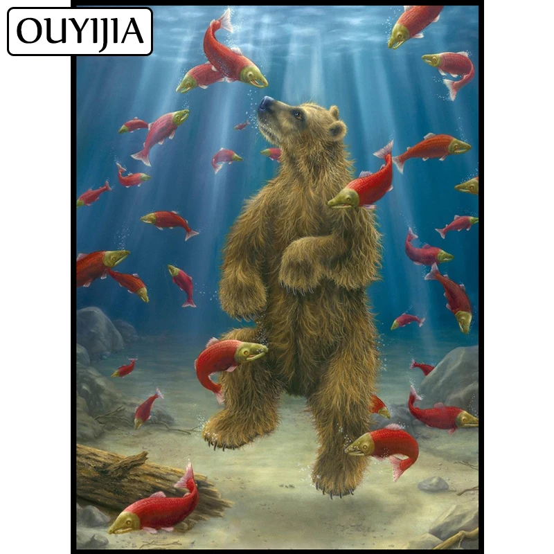 Мозаика бурый медведь Стразы OUYIJIA животное украшение для дома 5D сделай