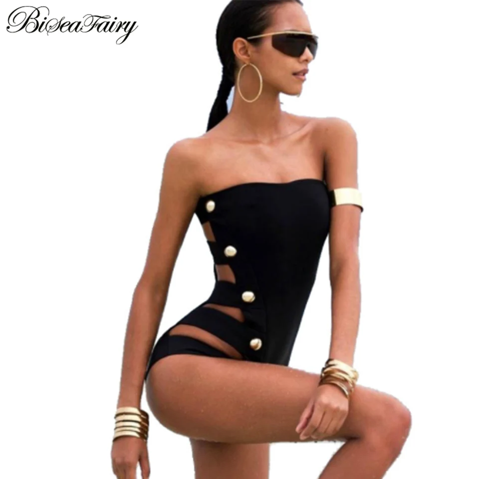 BISEAFAIRY 2019 Black New Arrival Solid Tube Top Swimwear Women Swimsuit One Piece Beachwear Swim Wear Backless Monokini | Спорт и