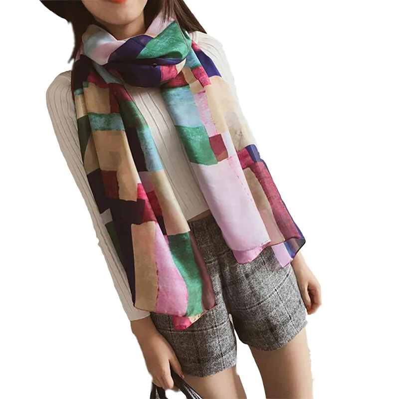 180*90 см Женская шаль и накидка Новый женский имитация шелковой ткани шарф длинный