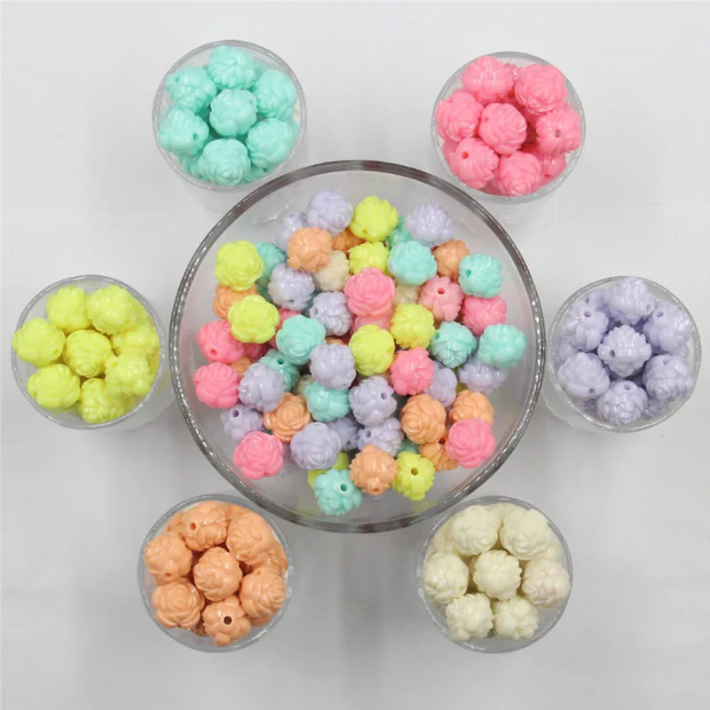 50 шт. разноцветные пластиковые бусины в виде Розы| |
