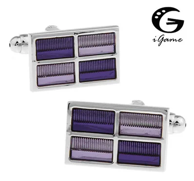 

iGame Factory Supply Enamel Cuff Links Purple Color Cross Design Quality Brass Material Free Shipping