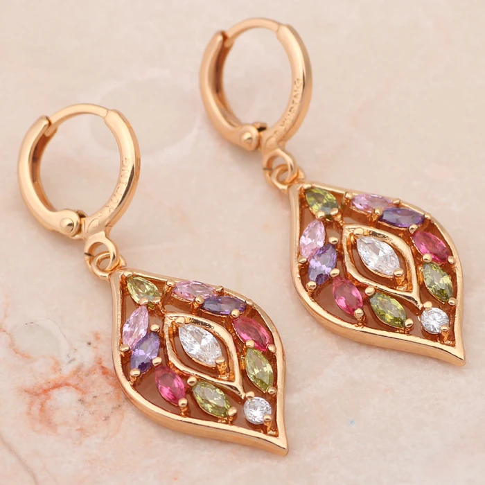 Цвет кристалл лист золотой тон Модные украшения комплекты Цепочки и ожерелья