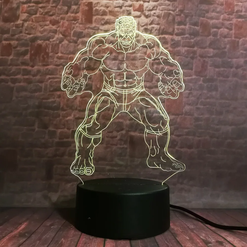 Marvel's Legends мстители Супер Герой 3D Халк ночник 7 красочный градиент LED Настольная