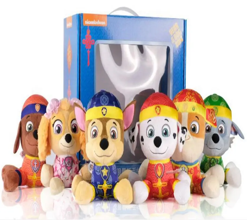 Оригинальный paw patrol плюшевые игрушки 6 шт./компл. 20 см chase marshall ruble rocky zuma skye полный