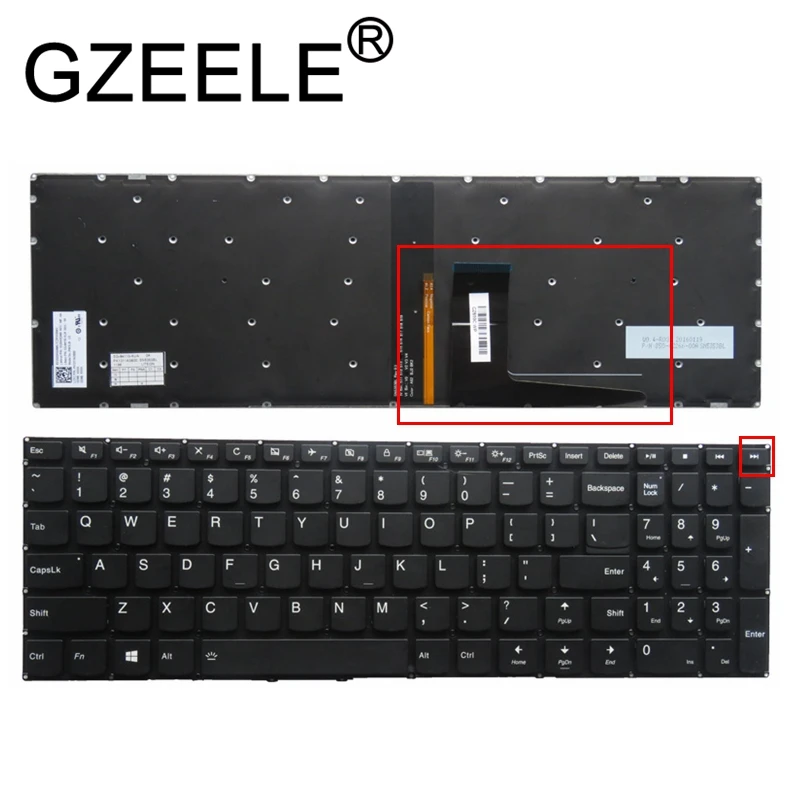 

GZEELE New English backlit Laptop keyboard for Lenovo IdeaPad Yoga 510-15IKB Yoga 510-15ISK Keyboard US Black No Frame backlight