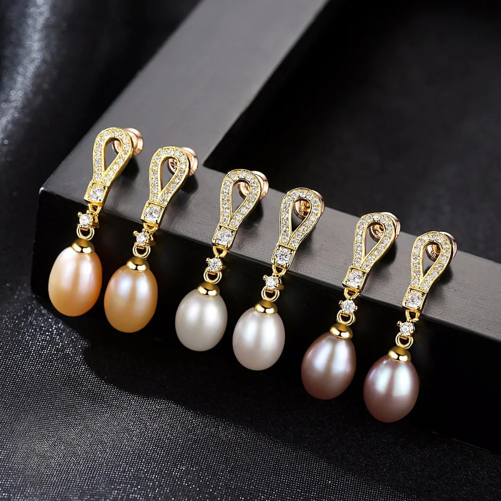 DR Brand Genuine Luxury 925 Sterling Silver Natural Pearl Dangle& Drops Pearls Earrings Perfect Fine Jewelry for Women Gift | Украшения