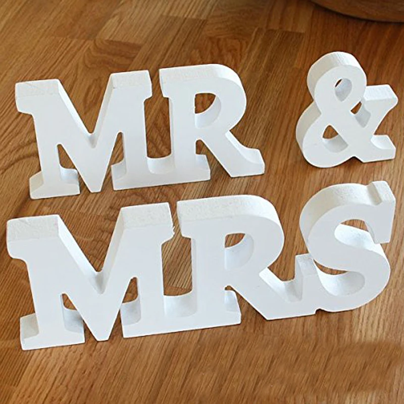 

3 Pieces A Set MR & MRS Wedding Sign Big Size Letters Wedding Party Decoration For Table Sweet Home Decor Wooden