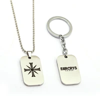 new game far cry 5 keychain stainless steel dog tag cross charm necklace key holder metal key chains