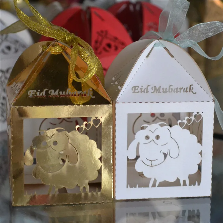 Блестящая золотая лазерная резка овец eid mubarak металлическая бумажная