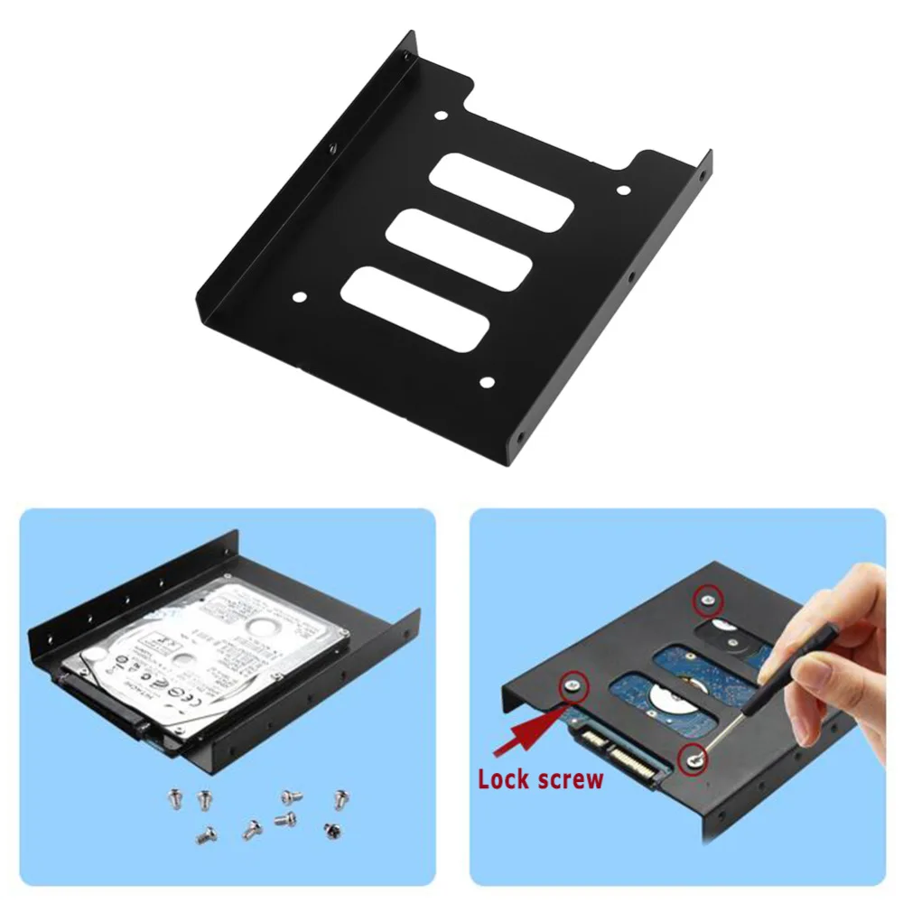 2,5 дюймов до 3,5 дюймов SSD HDD металлический адаптер Монтажный кронштейн жесткий диск держатель док-станция для ПК жесткий диск для ноутбука держатель
