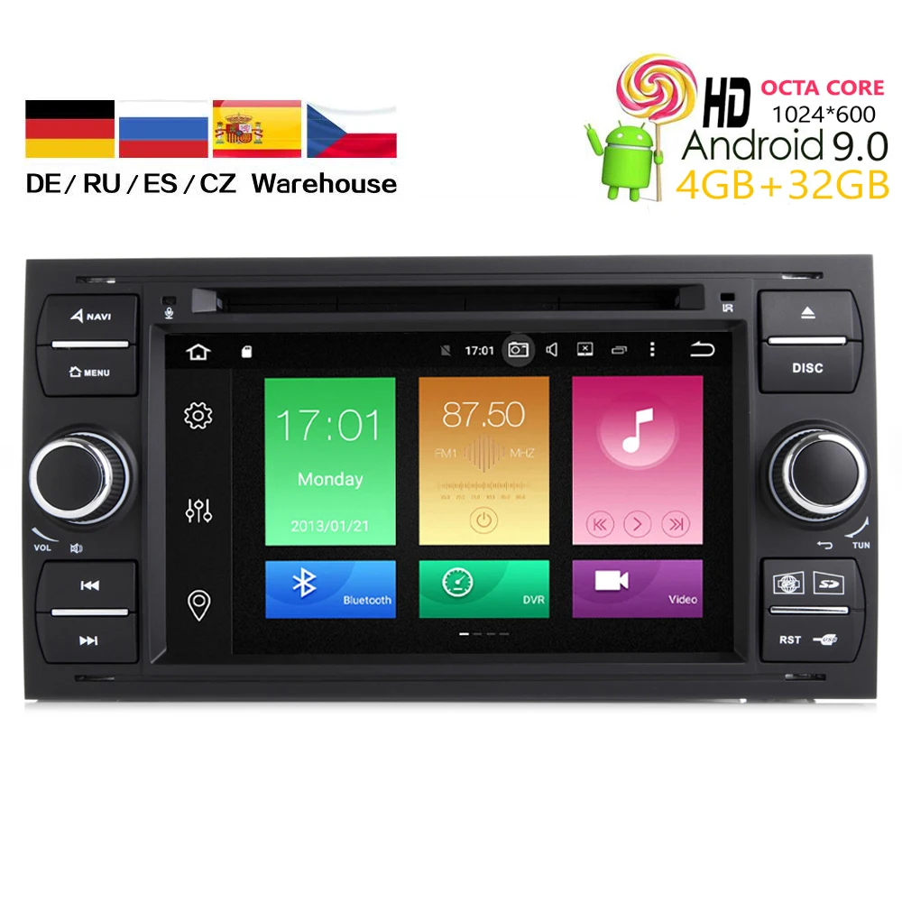 HIRIOT автомобильный Android 9 0 мультимедийный DVD GPS плеер для Ford Focus Kuga транзит C Max S MAX