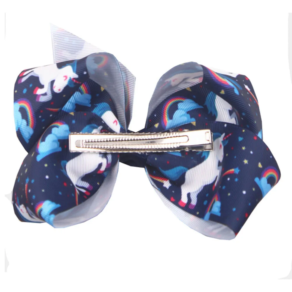 

OPPOHERE Newest Big bowknot hairpins girl barrettes large colorful unicorn bow hair clip Hair Accessories Horquilla