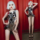 Модный танцевальный костюм, серебристый боди, женский комбинезон DJ DS для выступлений, Одежда для танцев на шесте