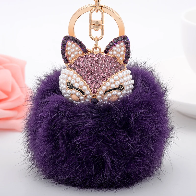 Брелок для ключей EASYA в виде милой лисы с помпоном|ball keychain|bag pendantcharm keyring |