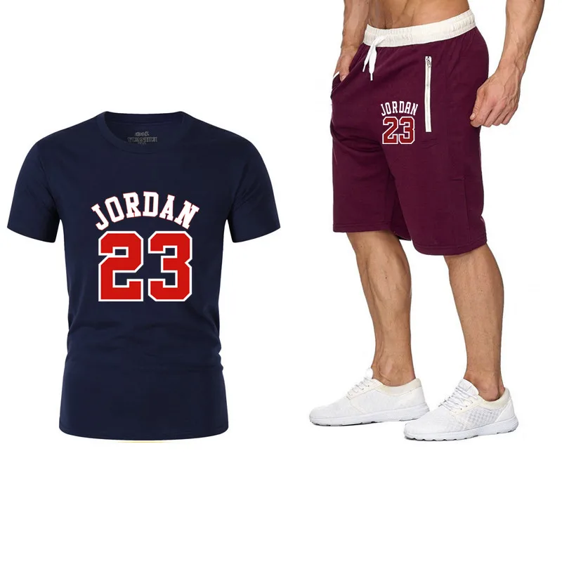 as photo Комплект из двух предметов, мужская одежда jordan 23, футболка, шорты, летний короткий комплект, спортивный костюм, мужской спортивный костюм, спортивный костюм для бега, баскетбольная майка - Цвет: as photo