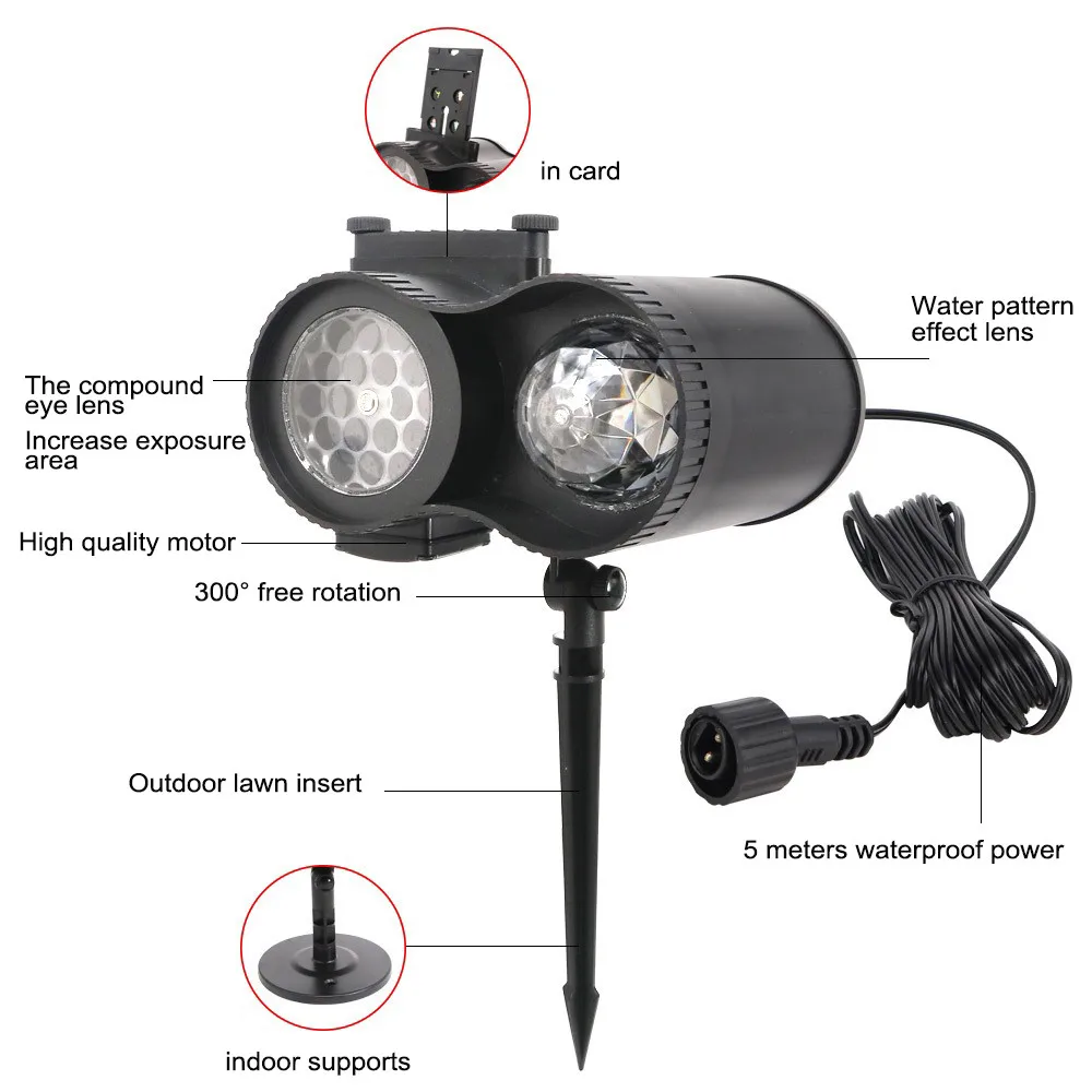 Двойная проекционная лампа водная волна светодиодный проектор + 20 шт. пленка с