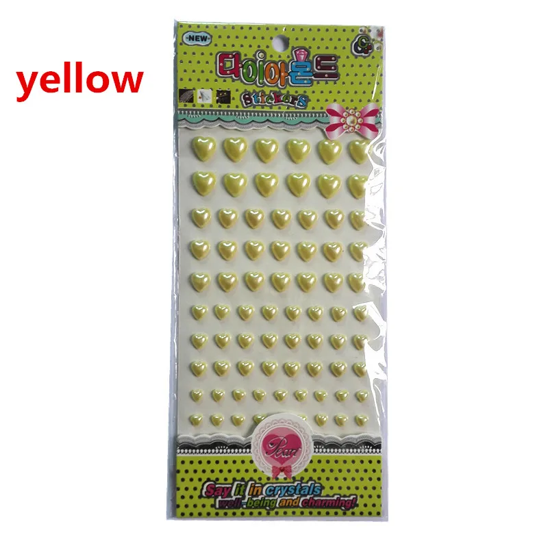 Acrylic yellow pearl Heart Sticker Rhinestones Self Adhesive kids toys Diy decoration Stickers Children gifts Reward stickers | Игрушки и