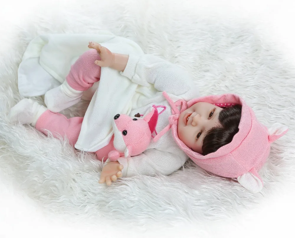 Кукла reborn baby с париком NPK мягкая настоящая виниловая силиконовая подарок для