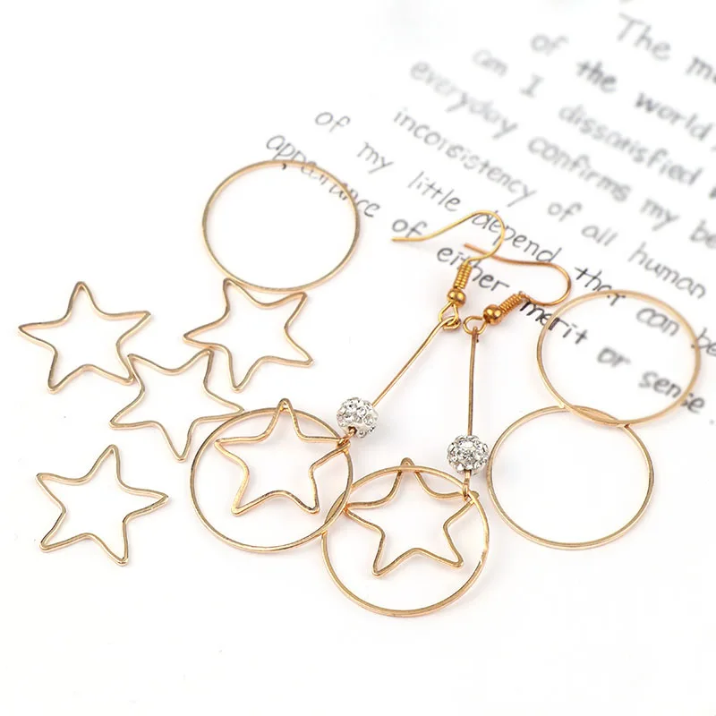 

New Vintage Five Star Shape White K&Rose Gold Metal Hollow Frame Connector Charms Pendant DIY Jewelry Findings Accessories