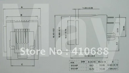 Черный 4P4C с фланцевым верхним входом модульная сетевая гнездовой разъем