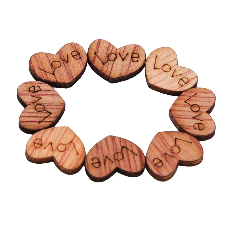 100 шт./упак. 2 вида цветов деревянные украшения в виде сердца украшение для