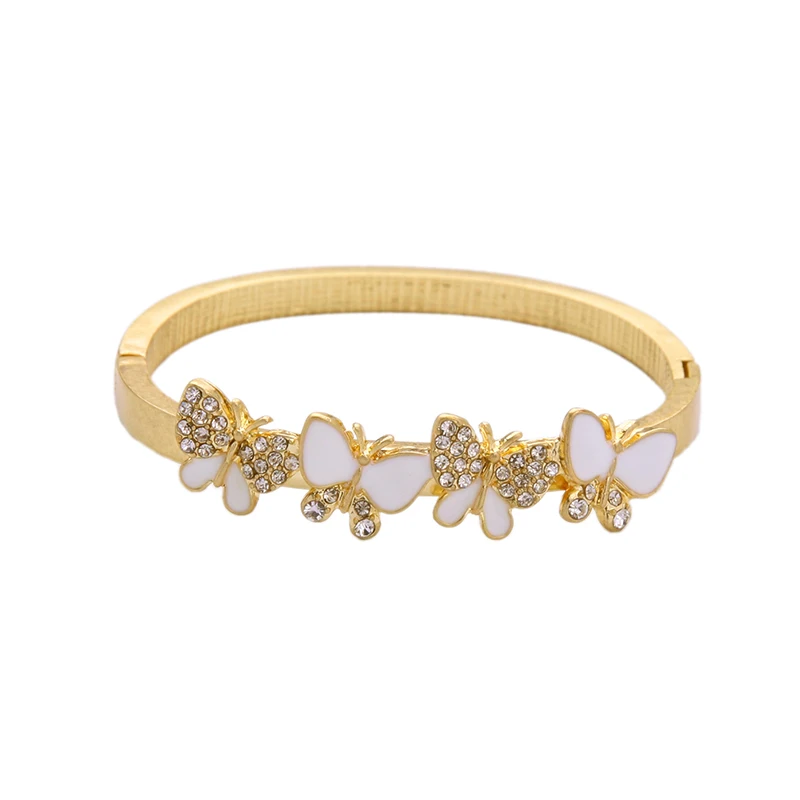 Белая эмаль браслет бабочка Новая Мода Тренд насекомое дизайн циркон манжеты