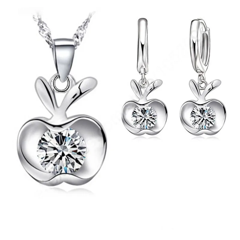 Ожерелье с подвеской и серьги из серебра 925 пробы фианитом|jewelry set 925|set sterling silverjewelry