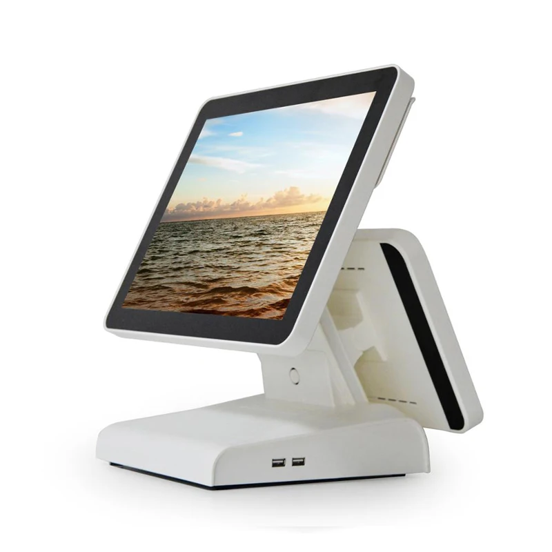 Все в одном ПК Pos система 15 дюймов двойной дисплей J1900 2G 32G WIFI кассовый аппарат