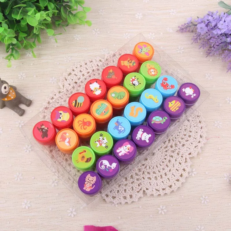26Pc New Mix Animal 26 шт./компл. для детей с мультипликационным принтом, с изображением букв алфавита, печатей для детей на заказ Пластик резиновые самостоятельной Печати На чернилах игрушки - Цвет: 26Pc New Mix Animal
