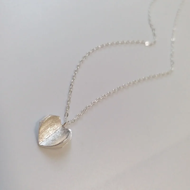 Fashion pure S925 sterling silver heart pendant necklace for women Simple Clavicle chain Valentine's day | Украшения и