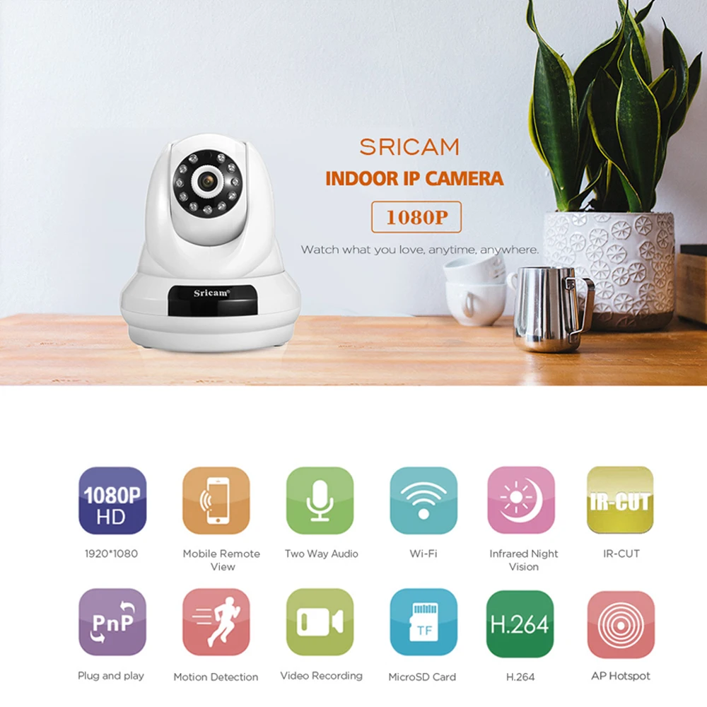 Sricam SP018 Wi-Fi IP Камера PTZ 4x цифровой Объективы для видеонаблюдения Поддержка карта