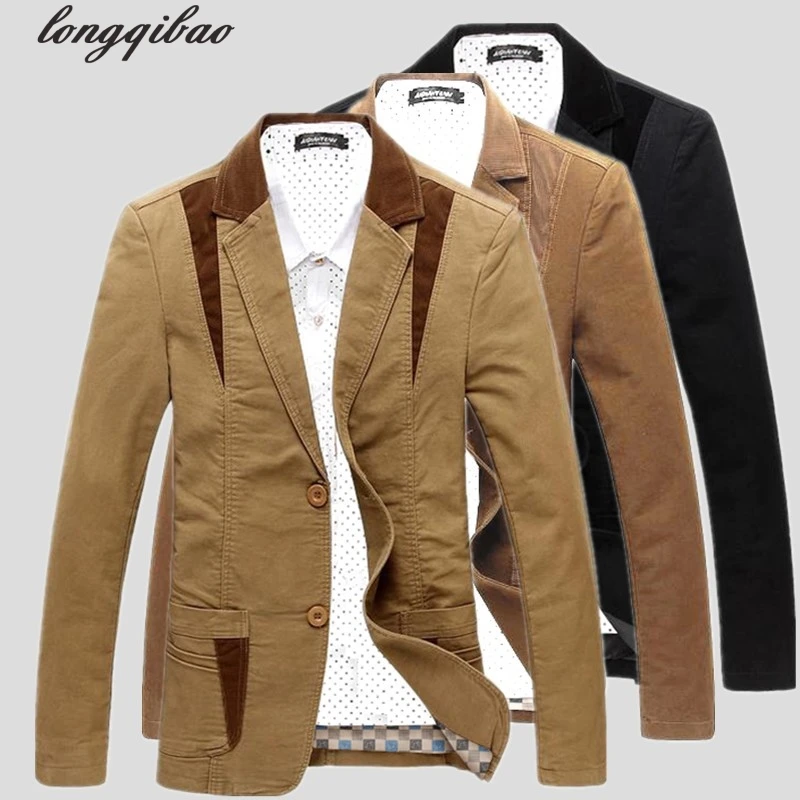 Мужской повседневный костюм корейский Тонкий однобортный хлопковый большого