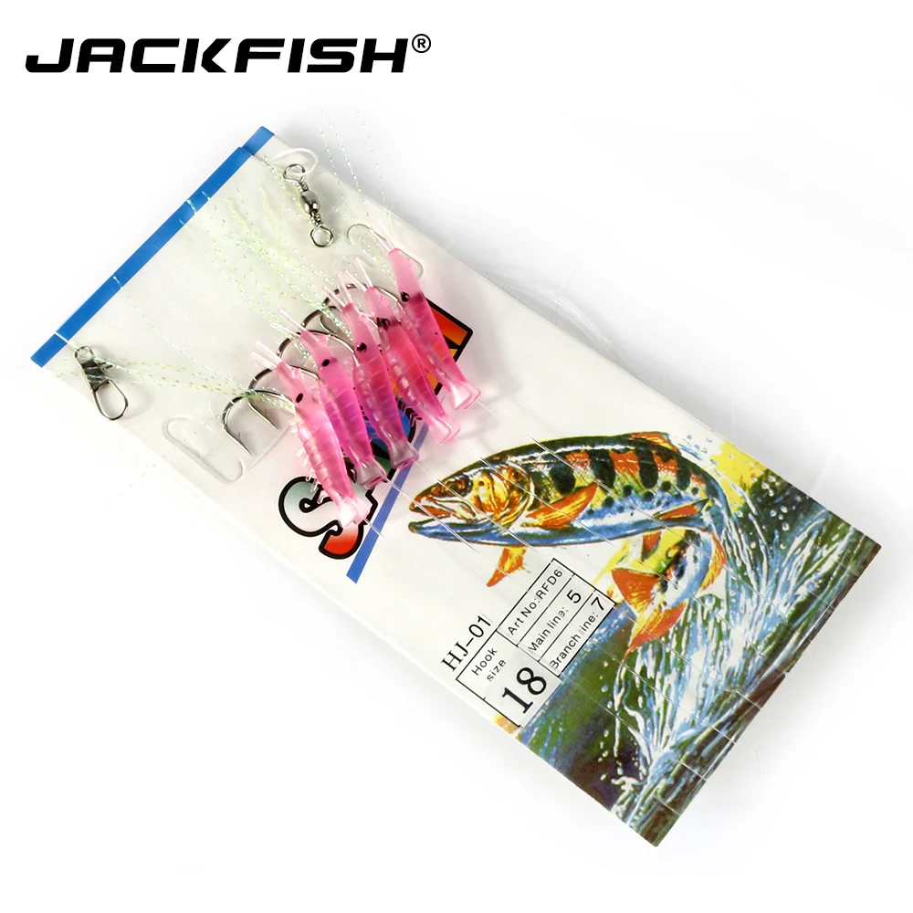 JACKFISH New light red shrimps Soft Fishing Lure 5pcs/set line fishing Bait Jigs soft lure Worm Fake 6 size | Спорт и развлечения