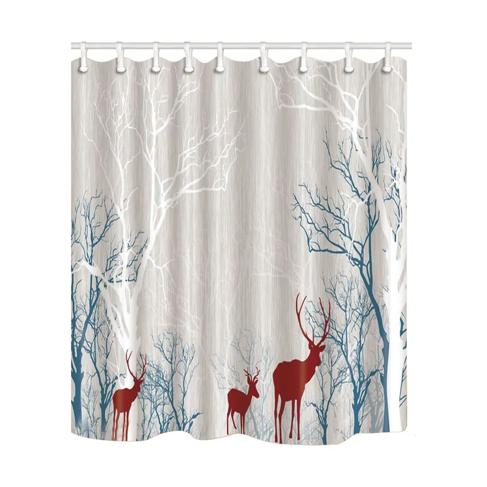 Flowers Bird Chinese Paint Art Design Shower Curtains Bath Screens Home Decor Polyester Fabric Waterproof Mildewproof with Hooks | Дом и сад