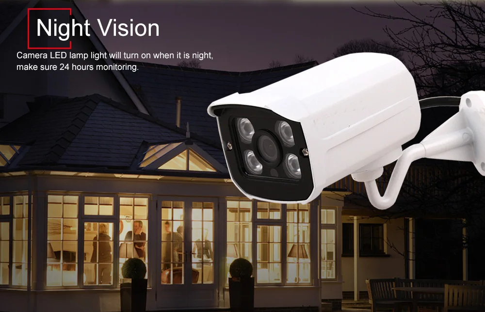 

H.265 Bullet IP Camera 1080P Security Camera Outdoor/Indoor 24 hours Color image Video Surveillance Onvif POE 48V Optional