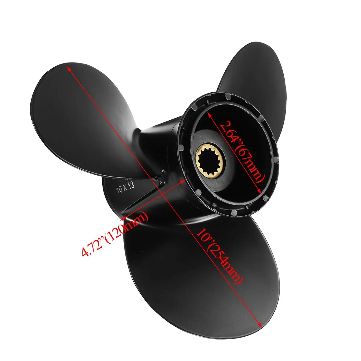 778863/175191 алюминиевый сплав 10x13 морской подвесной Пропеллер для Evinrude Джонсон 15-35HP 3 лезвия 14 сплайн зуб черный