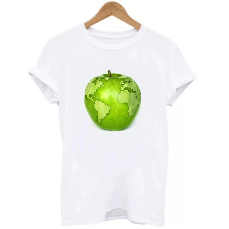 Лето 2017 г. новые модные женские туфли футболки Графический Замороженные Apple 3D