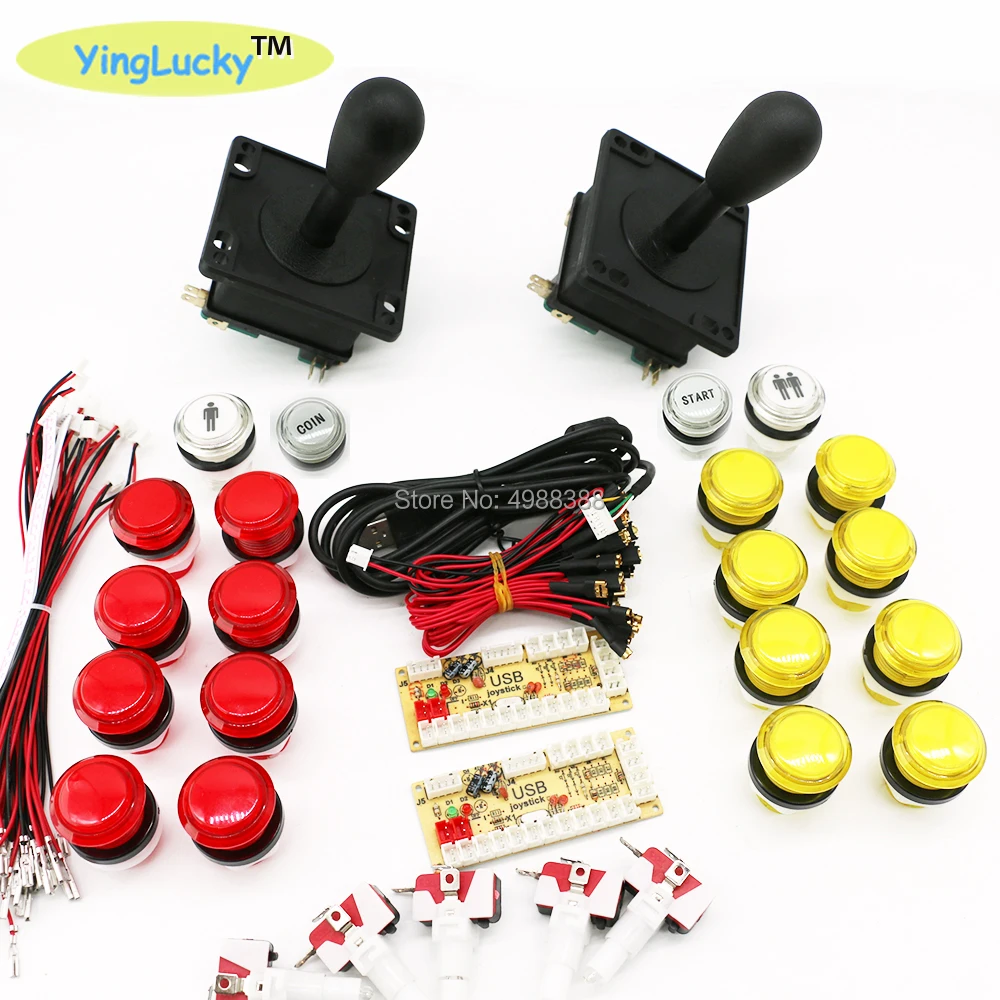 Yinglucky 2 плеера Комплект Аркады своими руками Нулевая задержка USB энкодер джойстик в американском стиле 33 мм кнопочный ПК Mame Raspberry pi 1 2 3